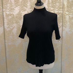 Black ribbed mock turtleneck